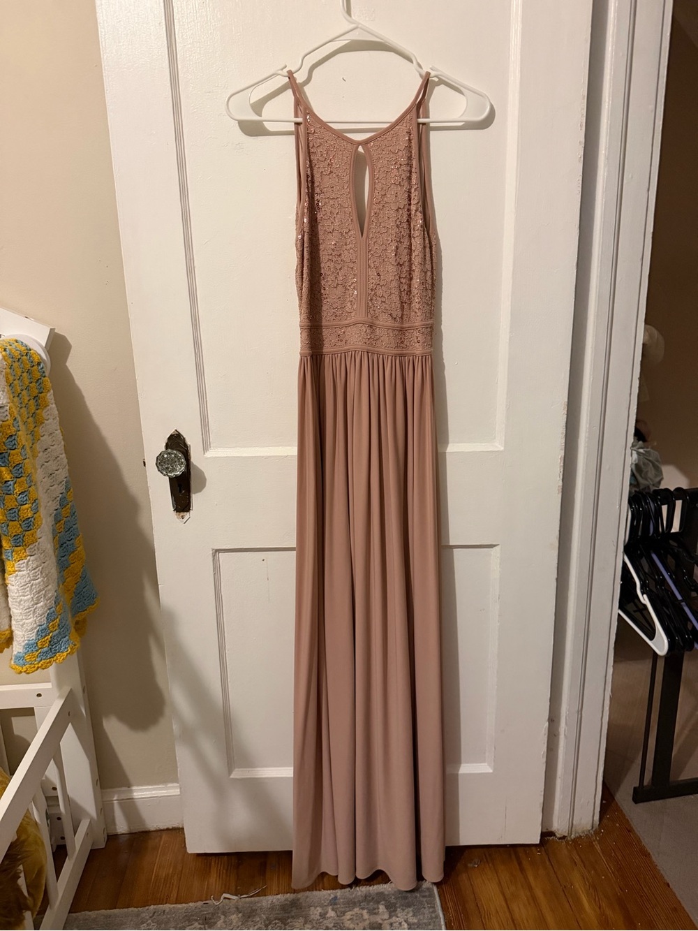 Night Way Collections Dusty Rose Lace Bodice Maxi Dress